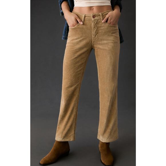 NWT ANTHROPOLOGIE The Yaya Mid-Rise Crop Flare Jeans by Pilcro $148 31 TALL Dune - Picture 2 of 5